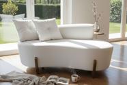 Namoradeira Sofá Feijão Luna 130cm Orgânica Couro Branco Namoradeira Sofá Feijão Luna 130cm Orgânica Couro Branco