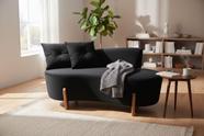 Namoradeira Sofá Feijão Luna 130cm Orgânica Suede Preto