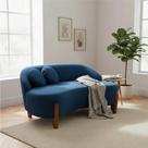 Namoradeira Sofá Feijão Moscou 130cm Orgânica Bouclé Azul Marinho