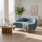 Namoradeira Sofá Feijão Moscou 130cm Orgânica Linho Azul