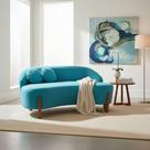 Namoradeira Sofá Feijão Moscou 130cm Orgânica Suede Azul Turquesa