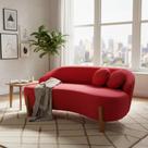Namoradeira Sofá Feijão Moscou 130cm Orgânica Suede Vermelho