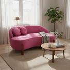 Namoradeira Sofá Feijão Moscou 130cm Orgânica Veludo Rosa