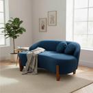 Namoradeira Sofá Feijão Moscou 150cm Orgânica Bouclé Azul Marinho