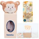 Naninha + Prendedor de chupeta + Fralda de Boca Macaco