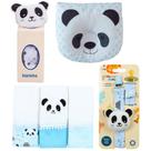 Naninha + Prendedor de chupeta + Fralda de Boca + Travesseiro Anatômico Panda Azul