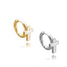 Não Escurece Brinco De argola Cruz Crucifixo Cravejada em aço inox dourado prata Antialérgico