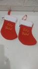 NATAL - MEIA DECORATIVA FELIZ NATAL (VERMELHO BRANCO) 20X14 cm