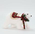 Natalino Enfeite Ursinho Polar Com Cachecol Xadrez 18 cm