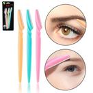 Navalhete de plastico para sobrancelha com 3 pecas 15cm