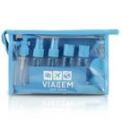 Necessaire de Frascos para Viagem 10 peças Organizador Azul Necessaire de Frascos para Viagem 10 peças Organizador Azul