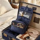 Necessaire Gancho Oganizadora Viagem Divisórias Pendurar Azul Bolinha