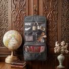 Necessaire Gancho Oganizadora Viagem Divisórias Pendurar Cinza Lisa