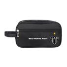 Necessaire Nylon Premium Cor Preta e Azul Estampa Time Nome