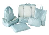 Necessaire organizador para mala de viagem kit com 7 peças cor azul claro Necessaire organizador para mala de viagem kit com 7 peças cor azul claro