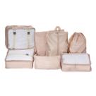 Necessaire organizador para mala de viagem kit com 7 peças cor bege