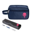 Nécessaire Premium Executiva Nylon Caveira Rosa Porta Escova Nécessaire Premium Executiva Nylon Caveira Rosa Porta Escova