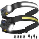 Nessciera Lanterna de Cabeça LED Recarregável 2 Unidades (Atualizada 2026), 500 Lumens, Feixe Amplo de 230, USB-C Cabeça Giratória e Pivotante Leve, Pronta para Capacete, Camping, Corrida, Pesca e Reparos