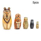 Nesting Dolls Lion Matryoshka pintada à mão, 5 unidades/conjunto, azul