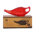 Neti Pot HealthGoods em cerâmica de 225 ml, lavável na máquina de lavar louça, vermelho
