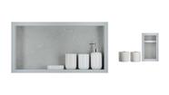 Nicho 60x30x11cm em Porcelanato E Suporte Papel Higiênico Duplo Kit Banheiro 2 Peças Cinza Claro Estilo e Organização