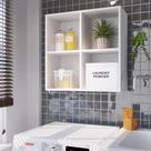Nicho Aéreo Flutuante Branco MDP 63x63cm com 2 Prateleiras Organizador Lavanderia e BanheiroDecorativo