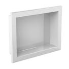 Nicho Banheiro 30x40 Branco Embutir Parede Plástico Alto Brilho Borda Shampoo Organizador Metasul