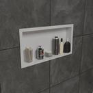 Nicho Banheiro Decorativo Branco e Preto - plástico super resistente 33x63cm Nicho Banheiro Decorativo Branco e Preto - plástico super resistente 33x63cm