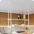 Nicho Branco Prateleira Suspensa Teto Cozinha Madeira 100cm Nicho Branco Prateleira Suspensa Teto Cozinha Madeira 100cm