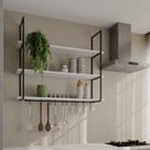 Nicho de Parede Londres 120 Cm Preto e Branco