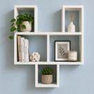 Nicho Decorativo De Parede MDF Branco Grande 80x70X15cm Livros Quarto Multiuso