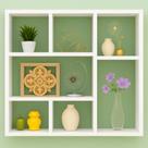 Nicho Decorativo Mdf Prateleira 90X90X15CM Organizadora De Sala Quarto Branco Branco