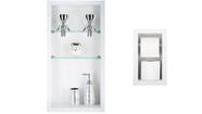 Nicho Em Porcelanato Com Prateleira De Vidro E Porta Papel Higiênico - Kit com 2 Peças (Branco)