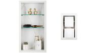 Nicho Em Porcelanato Com Prateleira De Vidro E Porta Papel Higiênico - Kit com 2 peças (Calacata) Nicho Em Porcelanato Com Prateleira De Vidro E Porta Papel Higiênico - Kit com 2 peças (Calacata)