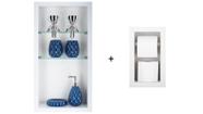 Nicho Em Porcelanato Com Prateleira De Vidro Para Banheiro E Porta Papel Higiênico (BRANCO)
