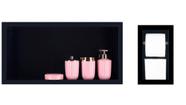 Nicho Em Porcelanato Para Banheiro - kit com 2 peças ( Preto Liso )