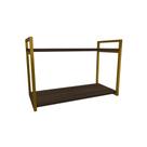 Nicho Industrial 2 Prateleiras Bahamas Ferro Dourado Tampo Amêndoa 60cm Nicho Industrial 2 Prateleiras Bahamas Ferro Dourado Tampo Amêndoa 60cm