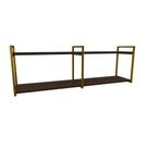 Nicho Industrial 2 Prateleiras Grécia Ferro Dourado Tampo Amêndoa 100cm
