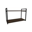 Nicho Industrial 2 Prateleiras Maldivas Ferro Preto Tampo Amêndoa 80cm