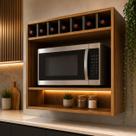 Nicho Mdf Com Adega Para Microondas Amadeirado Premium 80x70