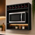 Nicho Mdf Com Adega Para Microondas Preto Premium 80x70x35