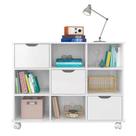 Nicho Organizador com 3 gavetas brancas e rodízios - Qmovi