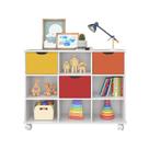 Nicho Organizador com 3 gavetas color e rodízios - Qmovi