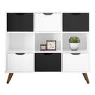 Nicho Organizador Multifuncional 3 Nichos 6 Gavetas Pés Retrô Cube Q01 Branco/Preto - Mpozenato