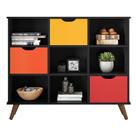 Nicho Organizador Multifuncional 6 Nichos 3 Gavetas Pés Retrô Cube Q01 Preto/Colorido - Mpozenato Nicho Organizador Multifuncional 6 Nichos 3 Gavetas Pés Retrô Cube Q01 Preto/Colorido - Mpozenato