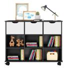 Nicho Organizador Preto com 3 gavetas Brancas - Qmovi