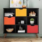 Nicho organizador preto retrô (1478.70) + kit 3 gavetas coloridas (1479.46)
