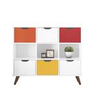 Nicho Organizador Retro Branco com 6 Gavetas Branco/Colorida
