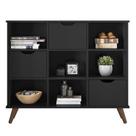 Nicho Organizador Retro Preto com 3 Gavetas Pretas