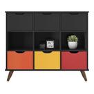 Nicho Organizador Retro Preto com 6 Gavetas Preto/Colorida Nicho Organizador Retro Preto com 6 Gavetas Preto/Colorida